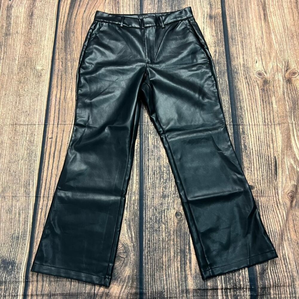 Bagatelle Women's Black Faux Leather Flare Pants Size Small Party/Cocktail